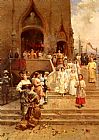Cesare-auguste Detti Canvas Paintings - The Confirmation Procession